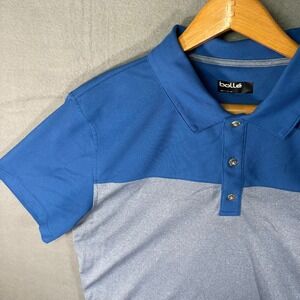 Bolle Mens XL Golf Polo Shirt‎ Blue Gray Short Sleeve 100% Polyester